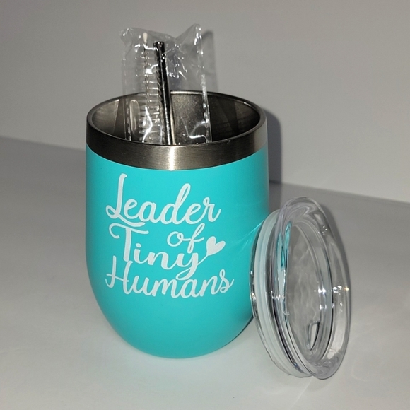 unbranded Other - 𝅺Stainless stemless wine tumbler with straw and cleaning brush. Teacher gift?